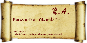 Meszarics Atanáz névjegykártya